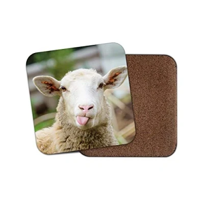 Image of 1 x Cheeky Sheep Drinks Coaster Lamb Farm Animal Kids Funny Farmer #8553