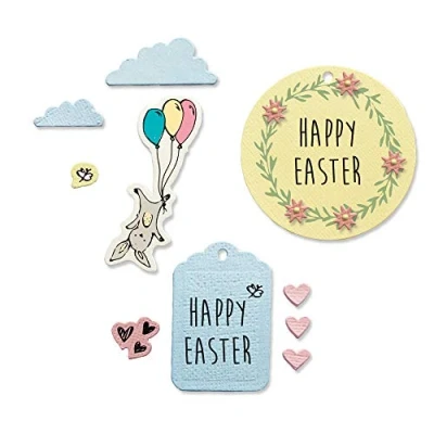 Image of Sizzix Framelits Diew/Stamps 665065 Easter Fun by Lisa Jones, 9 Pack, Multicolour, One Size