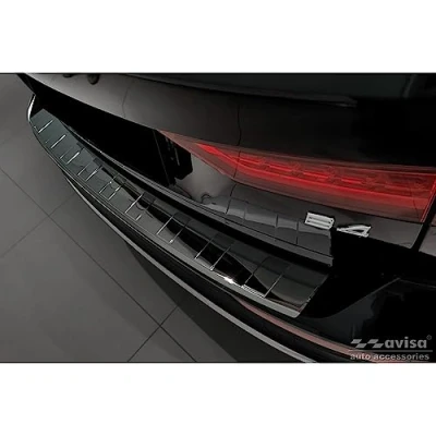 Image of Avisa Chrome Stainless Steel Rear bumper protector compatible with Volvo V60 II / Cross Country 2018 &amp; Plug In Hybrid/R Design 2019 &#039;Ribs&#039;