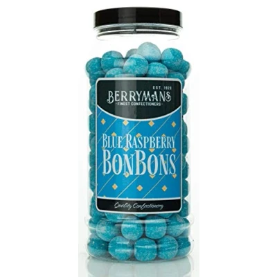 Image of Original Blue Raspberry BonBons Retro Sweets Gift Jar By Berrymans Sweet Shop (Bon Bons) Classic Sweets, Traditional Taste.