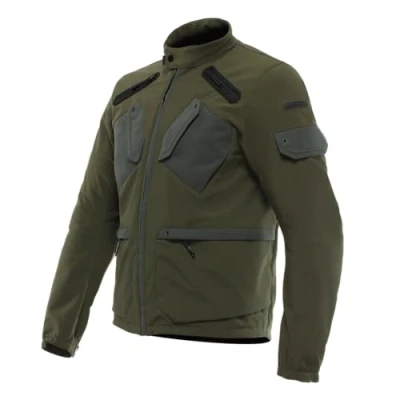 Image of Dainese Lario Tex Jacket, Urban Motorcycle with Removable Protectors, Ventilated Fabric, Men, Green, 62