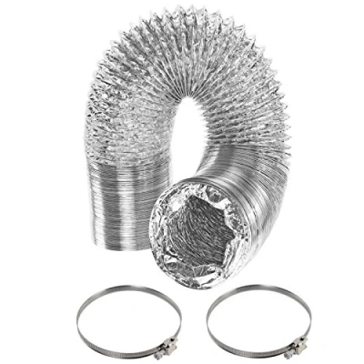Image of SPARES2GO 5m Aluminium Flexible Vent Hose Exhaust Pipe &amp; 2 x Screw Clips for Indesit Tumble Dryer (4&quot; / 100mm Diameter)