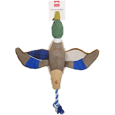 Image of Rosewood Joules Plush Printed Blue Duck Dog Toy, With Rope Tail &amp; Hidden Squeaker