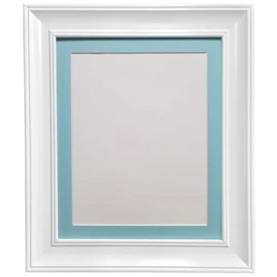 Image of FRAMES BY POST Scandi Vintage White Picture Photo Frame with Blue mount A3 For Image size A4
