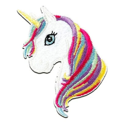 Image of Unicorn Girl Iron on Patches Adhesive Emblem Stickers Appliques, Size: 2.72 x 1.73 inches