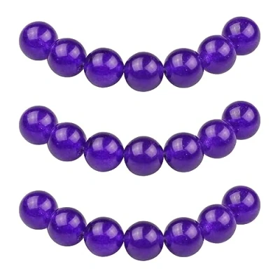 Image of MJDCB Round Stone Beads 12mm Purple Jade Loose Gemstone for Jewelry Making Bracelet Necklace 30pcs