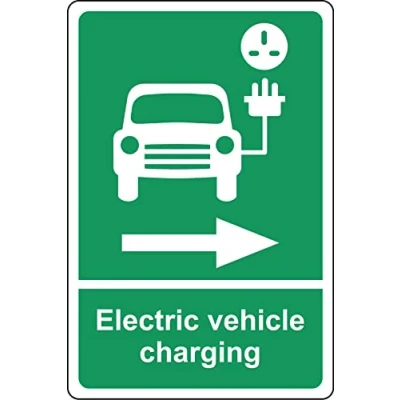 Image of Electric vehicle charging this way sign 1mm Plastic (600mm x 400mm)