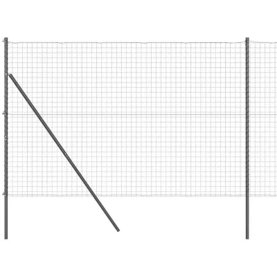 Image of vidaXL Euro Fence with 7 Posts 1.5x10 m Galvanised Steel Grey
