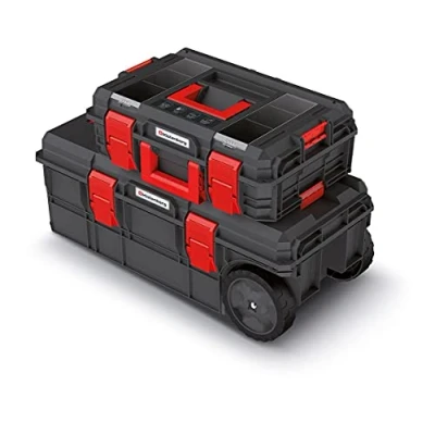 Image of 2 Piece Rolling Workshop Tool Trolley Box Set + Body with Reinforced Construction Ergonomic Handle Dustproof Plastic