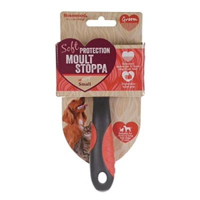 Image of Rosewood Soft Protection Moult Stoppa, Professional Grooming Brush for Dogs &amp; Cats, Small