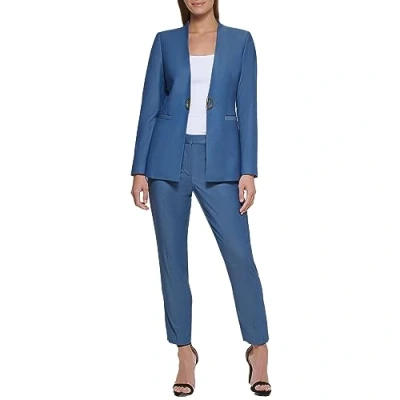 Image of DKNY Women&#039;s Sleeveless Pleated Top with Tie Neck, Lapis Blue, XS