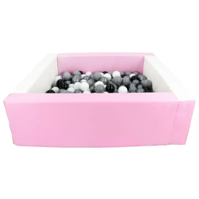 Image of Velinda Soft play ball pit, home indoor, outdoor, pit + 200 balls (Ball pit/balls colour: white, pink (pastel)/black, grey, silver)