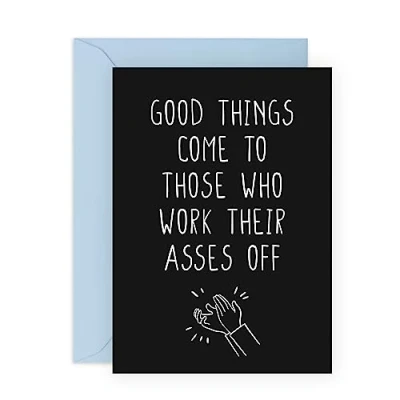 Image of Central 23 Well Done Card For Him Her Work Their Ass Off Clap Congratulation Son Daughter Mum Dad Good Job Greeting Men Women Comes With Stickers