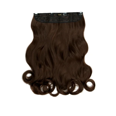 Image of Lullabellz Thick Curly Clip In Hair Extensions 20 Inch Chocolate Brown