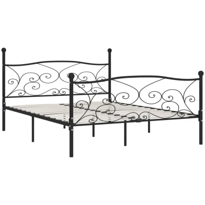 Image of vidaXL Bed Frame without Mattress with Slatted Base Black Metal 180x200 cm Super King
