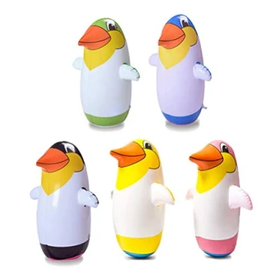Image of 5 Pieces 22 cm Inflatable Penguin Toy Soft Tumbler Party Accessories for Children Indoor Play (Random Colour)