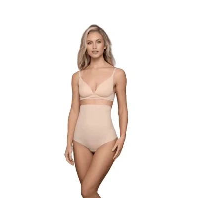 Image of Bye Bra Sculpting Thong, High Waist Laser Cut Edge, Control Shapewear for Women, 2 Colors, S XXL Beige