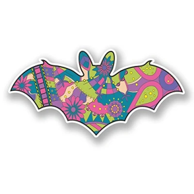 Image of 2 x 10cm Flower Bat Sticker Car Bike Laptop Helmet Animal Girls Pink Skate #5892 (10cm Wide 5cm Tall)