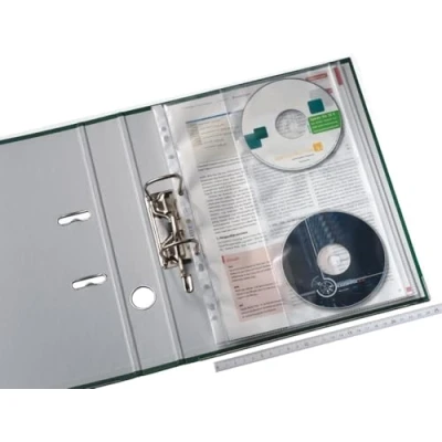 Image of Leitz Punched Plastic Pocket A4 with 2 CD Note, Clear Matt Finish, 130 Micron Polypropylene, Copysafe, Pack of 5, 47613003