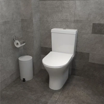 Image of Acezanble Close Coupled Ceramic Toilet Modern Bathroom Round Soft Seat WC Pan Dual Flush Cistern