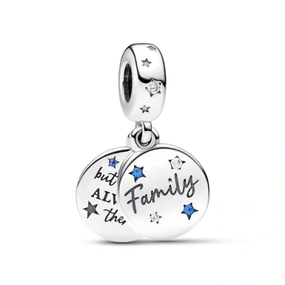 Image of Pandora Moments Family sterling silver double dangle with stellar blue crystal and clear cubic zirconia