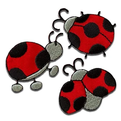 Image of 3 Ladybug Animal Iron on Patches Adhesive Emblem Stickers Appliques, Size: 3,8 x 2,8 cm