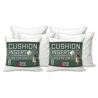 Image of Cushion Inner Pads (Pack of 2), 55 x cm (22&quot; 22&quot;) Stuffer Inserts, Hollowfibre Square Pillows (White)
