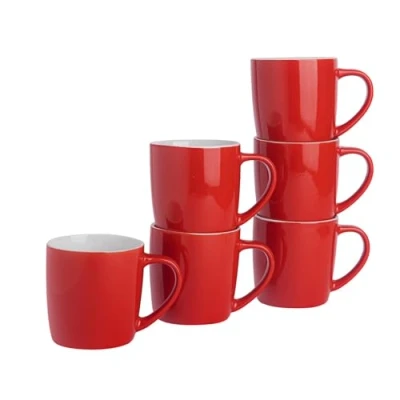 Image of 6x Red 350ml Coloured Coffee Mugs By Argon Tableware