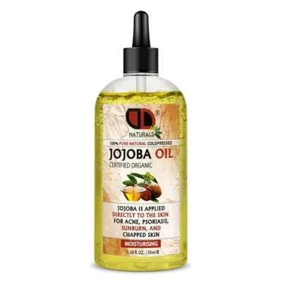 Image of Golden Jojoba Oil Organic Cold Pressed 100% Pure for Hair, Nails, Eyelash &amp; Eyebrow Growth Vegan Cruelty Free Skin, Face Body as Carrier, Massage (50ml Clear Dropper)