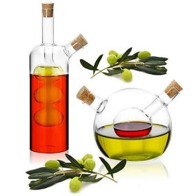 Image of Robin Goods® 2 Piece Oil Dispenser Set in 1 Vinegar and Bottle with Cork Glass Container for Filling Bottles Insert Openings carafes
