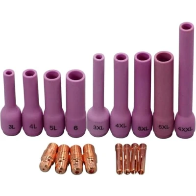 Image of RIVERWELD 17pcs TIG Gas Lens .040&quot; 13N26 1/16&quot; 13N27 3/32&quot; 13N28 1/8&quot; 13N29 Alumina Nozzle Large 796F70 796F71 796F72 796F73 796F74 796F75 796F76 796F77 Fit SR DB WP 9 20 25 Welding Torch