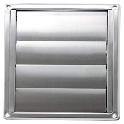 Image of SPARES2GO Stainless Steel Square External Extractor Wall Vent Outlet with Gravity Flaps (100mm, 4&quot;)