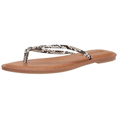 Image of Amazon Essentials Women&#039;s Thong Sandal, Black White Snake Print, 6 UK