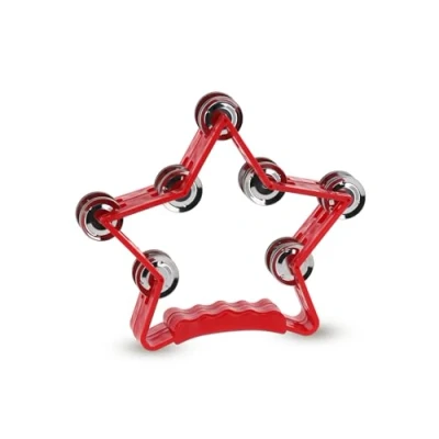 Image of GEWA jingle wreath Star 14 pairs of chrome plated jingles double row color red