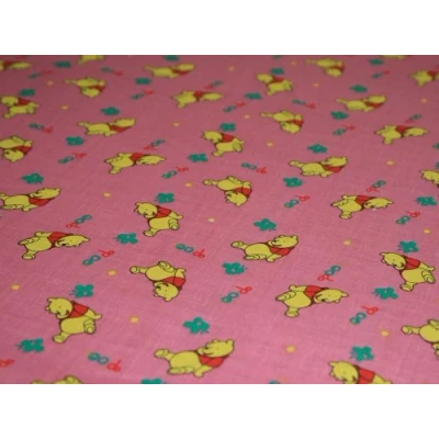 Image of 45&quot; wide Printed Polycotton Dress Fabric &#039;Pink Pooh Teddy&#039; per metre