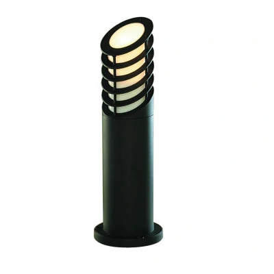 Image of 1 Light Outdoor Bollard Black with White Diffuser IP44, E27