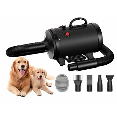 Image of Blanlody Dog Hair Dryer Blaster 3200W/4.5HP Pet Grooming Low Noise Temperature Heater with 4 Different Nozzles and Brush