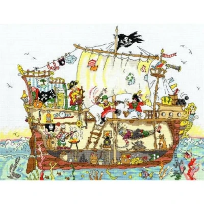 Image of Bothy Threads Cross Stitch Kit Cut Thru&#039; Pirate Ship