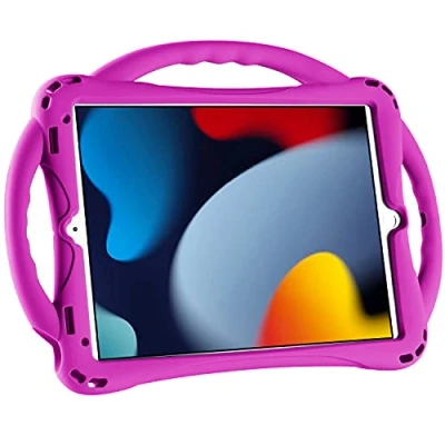 Image of TopEsct Kids Case for iPad 9th/8th/7th Generation 10.2 inch, Built in Handle Stand, Comes with a Strap, Silicone Shockproof inch 2021 (Purple)