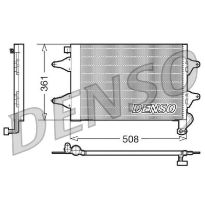 Image of 6Q0820411K Condenser DENSO DCN27004 with dryer 508x361x16 R134a 508mm VOLKSWAGEN: Polo V Hatchback, IV SKODA: Fabia I Hatchback