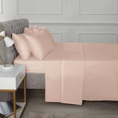 Image of Rapport Home 16&quot; Deep Flat Sheet 180TC Percale (Blush, King)