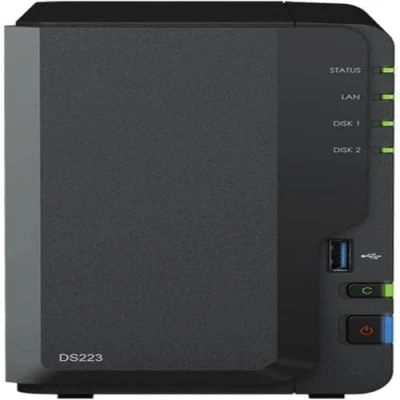Image of Synology DS223 4TB 2 Bay Desktop NAS Solution installed with x 2TB Western Digital Red Plus Drives