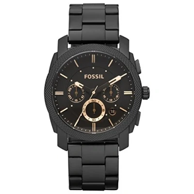 Image of Fossil Watch for Men Machine, Quartz Chronograph Movement, 42 mm Black Stainless Steel Case with a Strap, FS4682