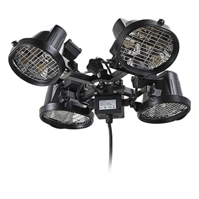 Image of Litecraft Patio Heater 1800W Parasol 4 Lamp Outdoor Fitting Black