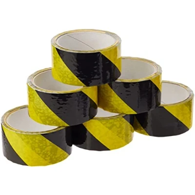Image of Hazard Tape Soft PVC Internal Use 50mmx33m Black and Yellow [Pack of 6]