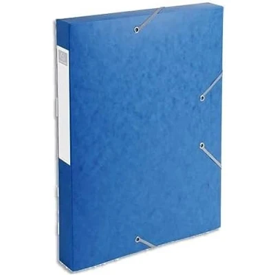 Image of Exacompta Ref 14005H Cartobox Pressboard Filing Box 25 x 33cm, Suitable for A4 Documents, Elastic Straps on 2 Corners, 4 cm Spine, FSC Certified Blue