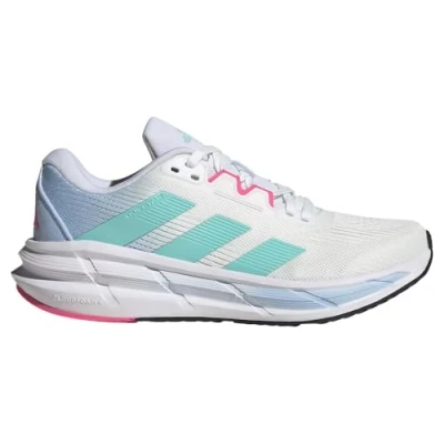 Image of adidas Performance Questar 3 Road running shoes, Women&#039;s, Size: 4.5, Footwear white/flash aqua/lucid pink Textile/synthetics
