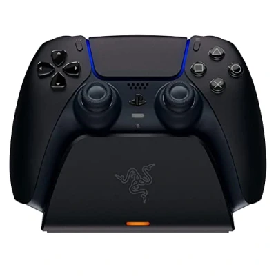 Image of Razer Quick Charging Stand for PlayStation 5 Controller (Quick Charge, Curved Cradle Design, Powered by USB, One Handed Navigation) Midnight Black