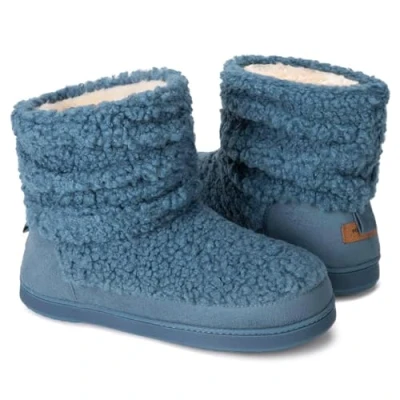 Image of HomeTop Women&#039;s Bootie Slippers Fuzzy Warm Memory Foam Indoor House Shoes with Non slip Rubber Soles Blue, 5 6 UK