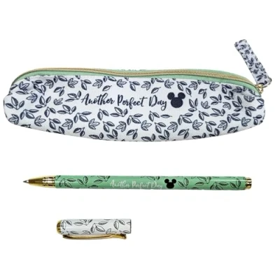Image of DesignGroup Mickey Mouse Pen &amp; Pencil Case Floral Stationery Gift Set Ideal for School Home Office Use